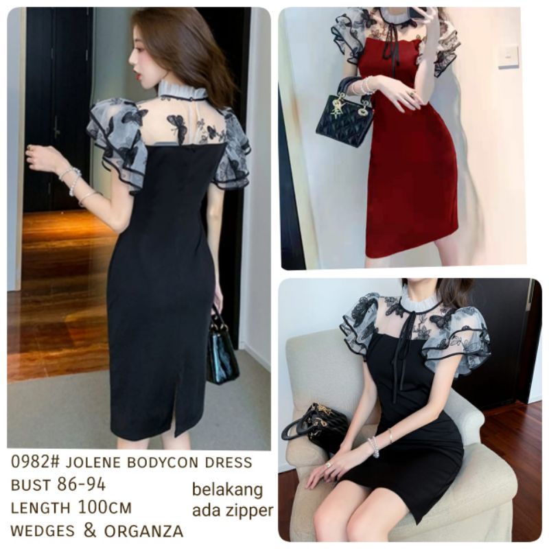 MDLV ~ 0982# CNY Jolene Bodycon Dress Wedges Import Dress Sexy Dress Korea Dress Premium Dress import Fashion Import