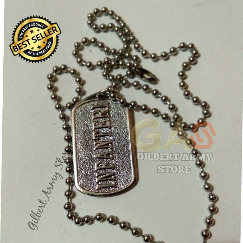 GILBERT ARMY STORE-Kalung Dog Tag Pria Army  Tni Logo Infanteri Titanium Silver Anti Karat MUrah