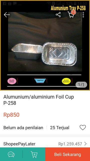 Aluminium Foil Cup Kotak P-380 Dan Tutup