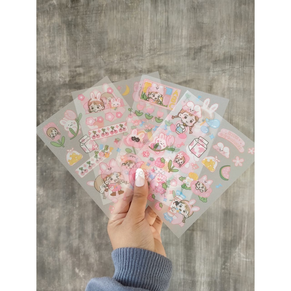 

[Canaya] Sticker Sheet Pastel Pink Series|| Sticker PET glitter kisscut || bujo || Deco || Aesthetic || Journal || Dekorasi