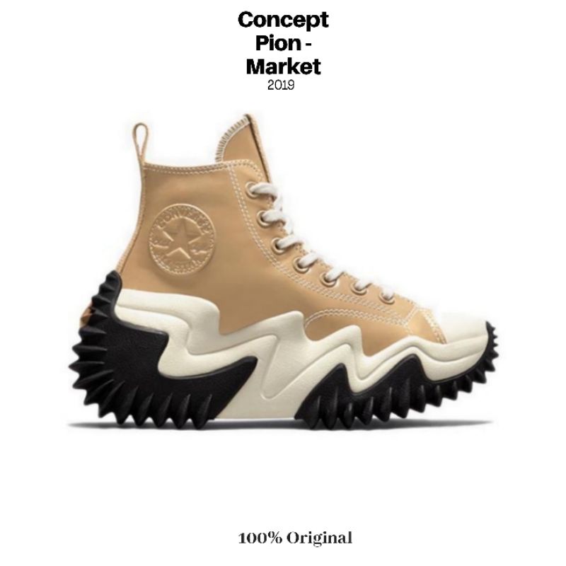 Converse Run Star Motion Patent Leather Platform HI Nomad Khaki/Black/White