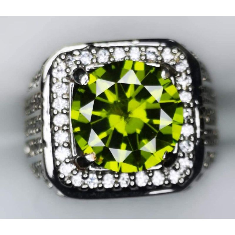 BATU PERMATA GREEN PERIDOT DIAMOND CUBIC ZIRCONIA