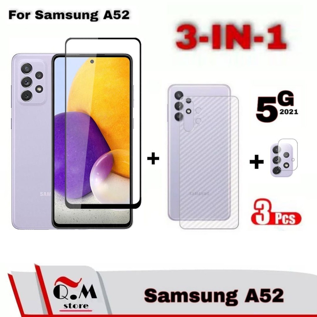 Paket 3in1 Tempered Glass Samsung A52 Samsung A72 Samsung A32 Anti Gores Pelindung Layar