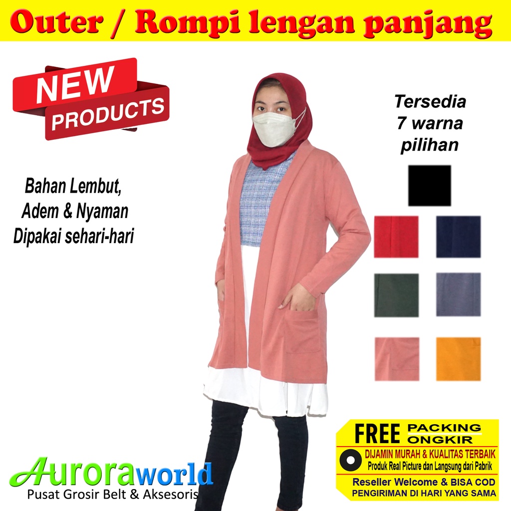 Auroraworld Outer / Rompi lengan panjang bahan lembut adem dan nyaman dipakai sehari hari bisa cod