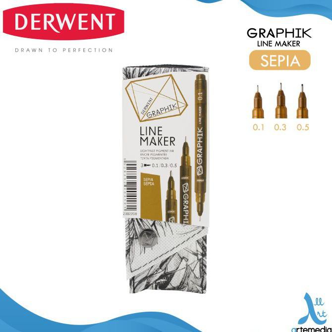 

(PERALATAN MENGGAMBAR) DRAWING PEN DERWENT LINE MAKER SET PIGMENT INK PULPEN GAMBAR - SEPIA SET 3