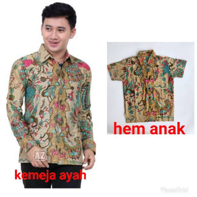 Kemeja baju batik pria seragam kantor sogan batu