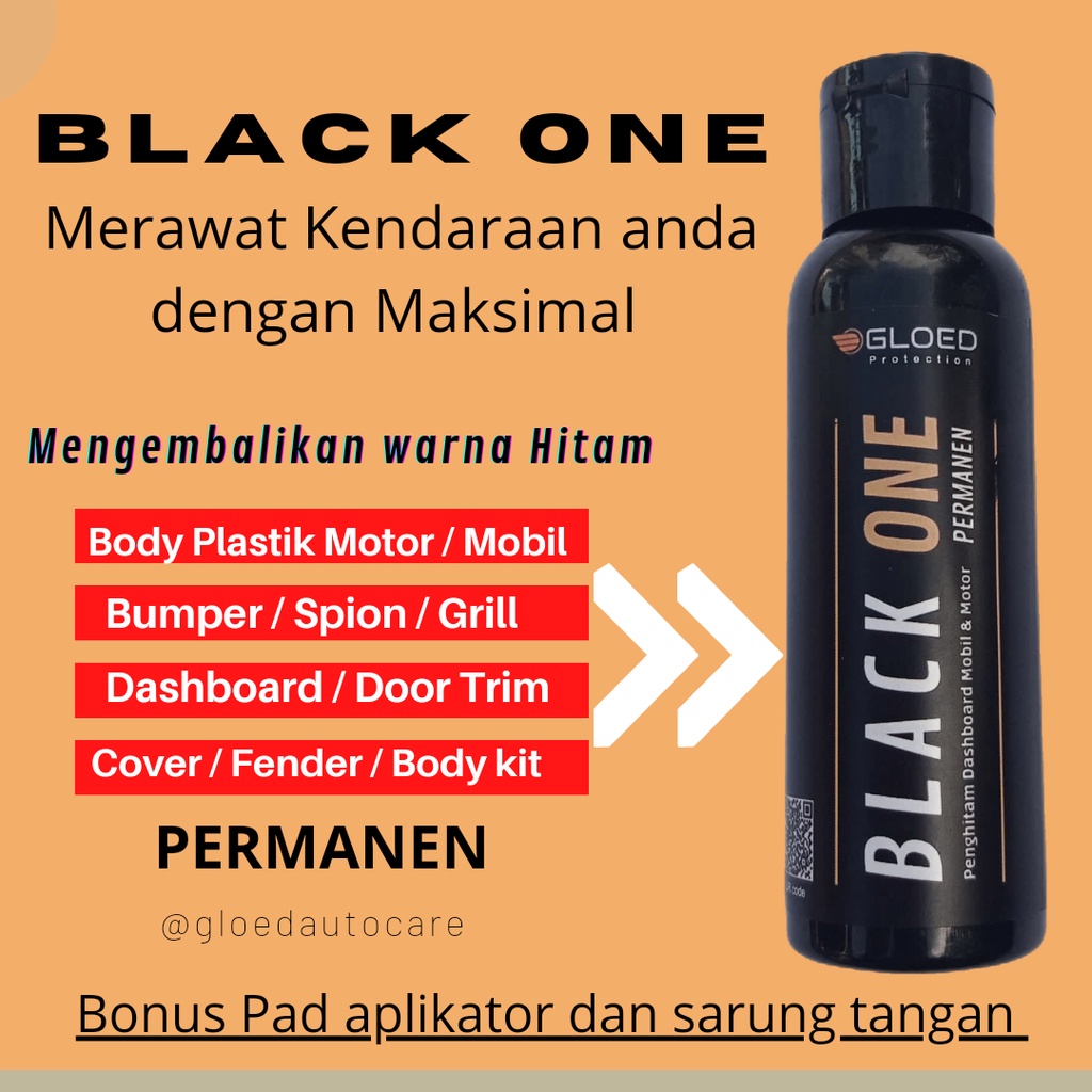 Penghitam Body Motor Mobil Dashboard Permanen BLACK ONE Trim Restorer by Gloed