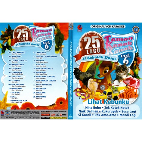 VCD KARAOKE vcd karaoke 25 lagu taman kanak kanak vol 6