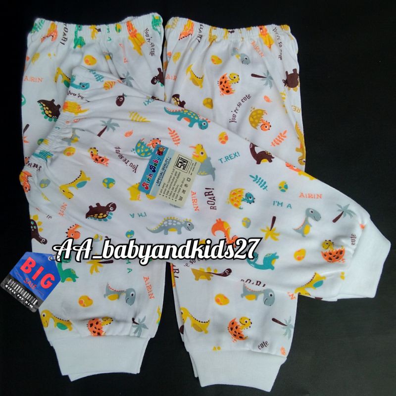 3PC AIRIN CELANA BAYI PANJANG NEWBORN MOTIF PRINT LEMBUT DAN SNI