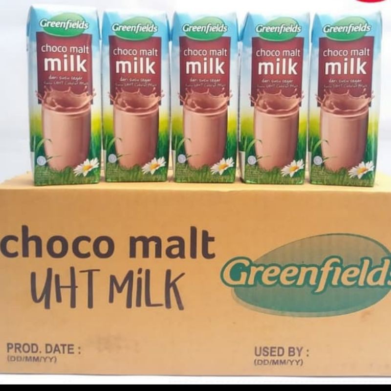 

(Dus) Susu UHT Greenfields Chocomalt / Coklat 24x250ml