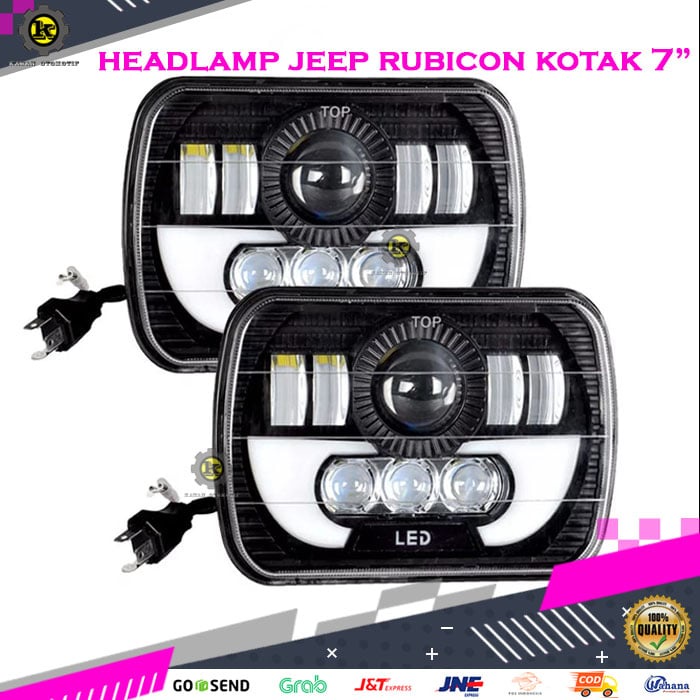 Lampu Variasi Depan Led Headlamp Utama Kotak Sorot Mobil Jeep Rubicon