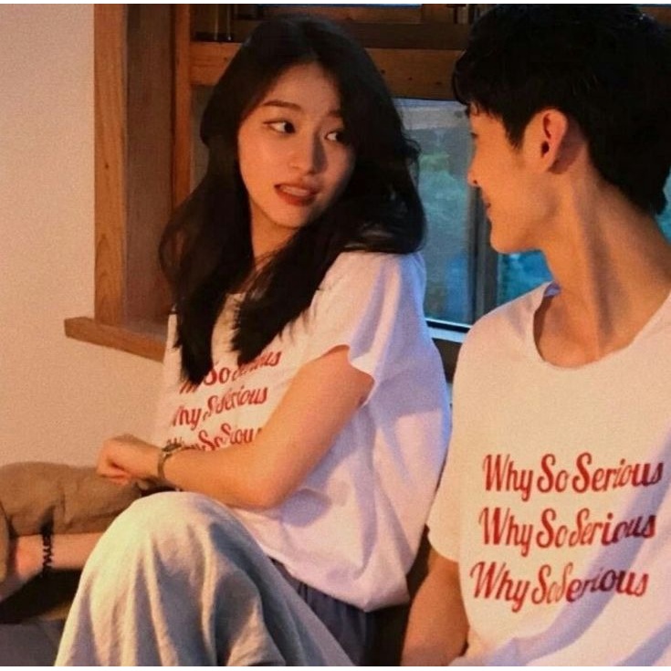 MYSTIQUE.ID-BAJU KAOS COUPLE WHY SO SERIOUS T-SHIRT LUCU DAN AESTHETIC