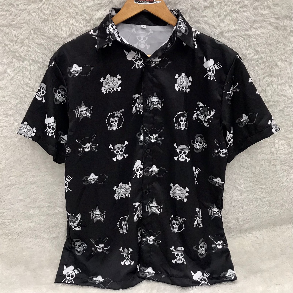 Kemeja One Piece World Black Anime Manga Premium Unisex