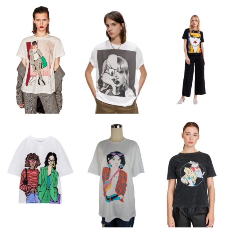 t shirt zara/kaos zara wanita/ bershka t shirt karakter disney baju kaos bershka karakter atasan wan