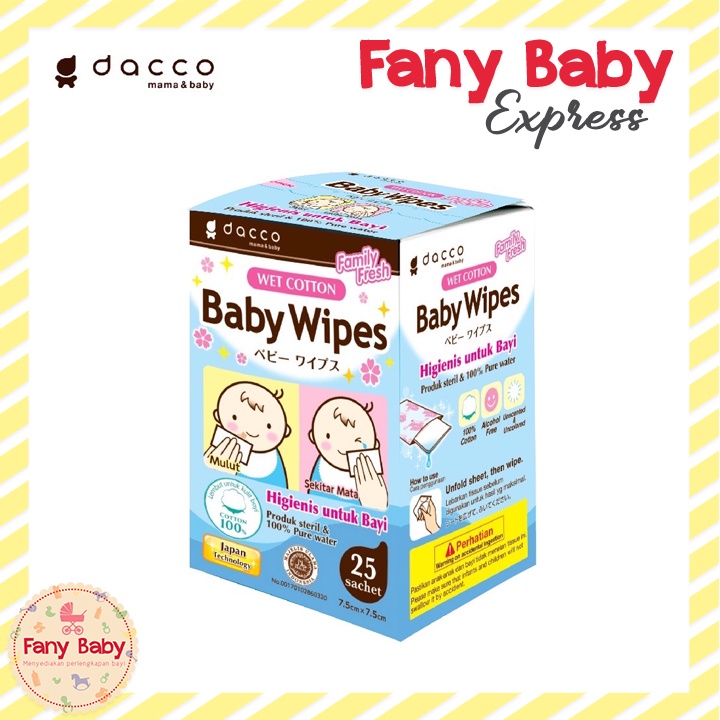 DACCO WET COTTON BABY WIPES 25 SACHET