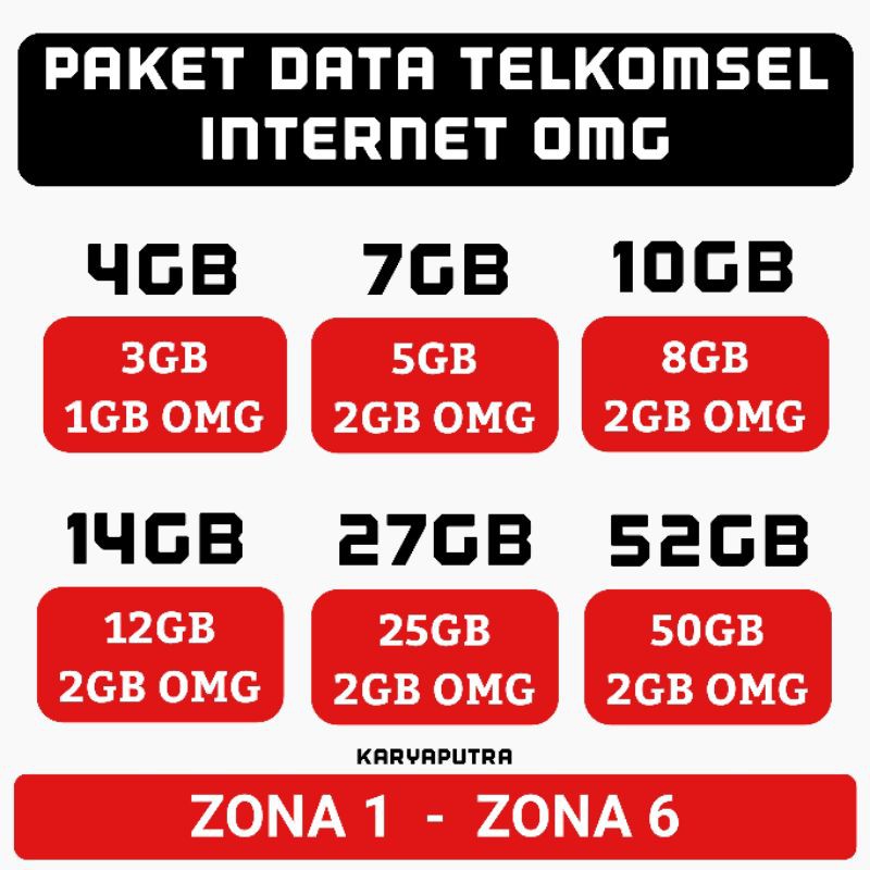 Paket Data Telkomsel 1gb 3gb 5gb 8gb 10gb 12gb 17gb 25gb 50gb 52gb Combo Zona 1 6 Simpati As Loop Shopee Indonesia