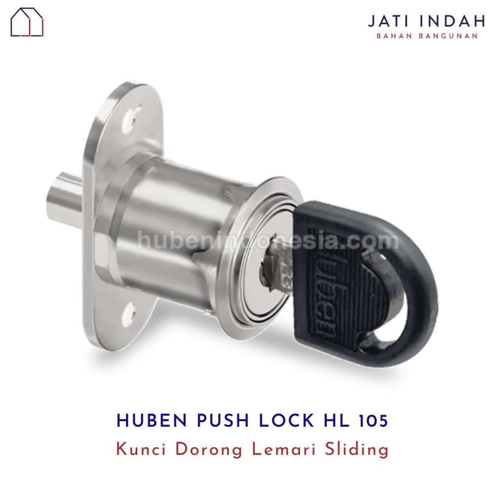 Kunci Dorong Laci Lemari Huben HL-105 / Kunci Etalase Geser Sliding / Kunci Tusuk / Kunci Tekan