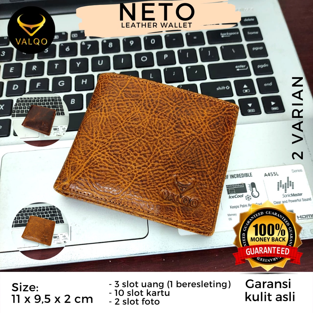 [VALQO] Dompet NETO Kulit Sapi Pria Cowok Slot Kartu Foto Koin bisa COD