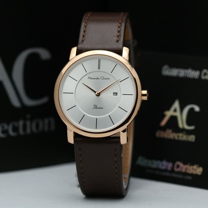 Jam Alexandre Christie Wanita Ac 8589 Rose Gold Brown