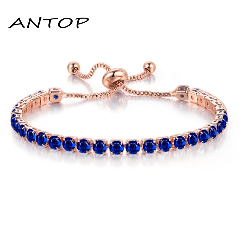 Fashion Serut Gelang Berlian Imitasi Lingkaran Wanita Tangan Rantai Gelang Aksesoris ANTOP