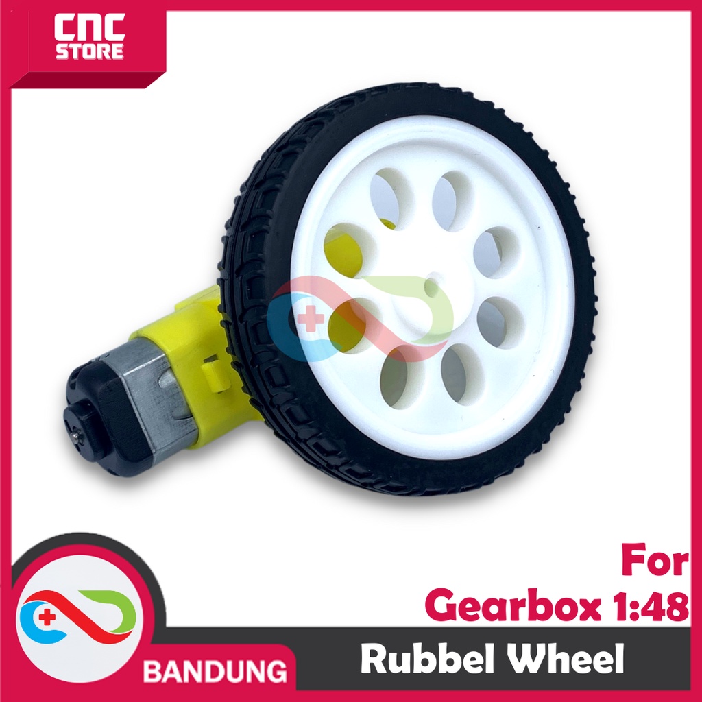 RODA RUBBER WHEEL MOTOR FOR MOTOR DC GEARBOX 1 48 WHITE PUTIH