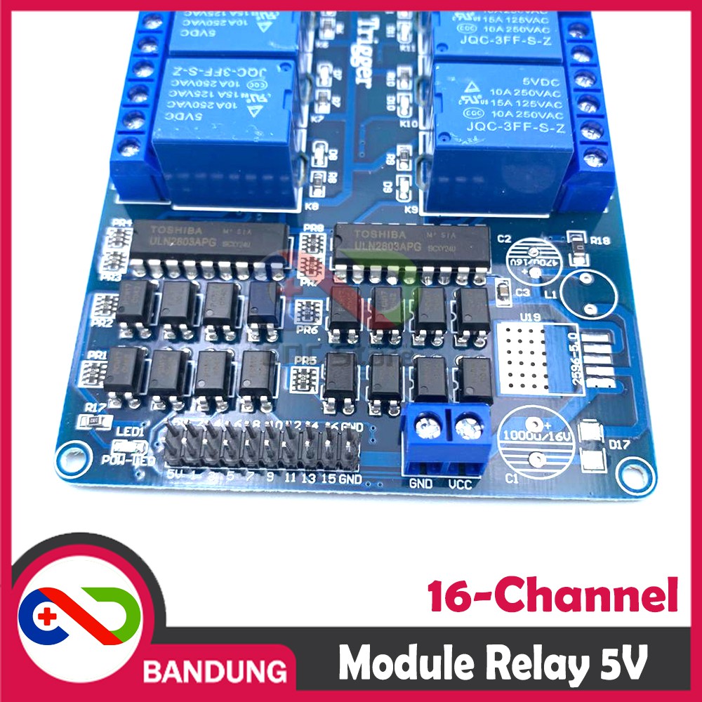 RELAY 5V 16 CHANNEL OUTPUT 250VAC 30VDC 10A WITH OPTOCUPLER