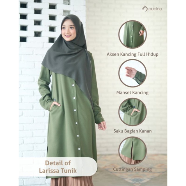 Larissa Tunik ORI Audina/Tunik Audina/Baju Atasan Muslim/Tunik Muslim