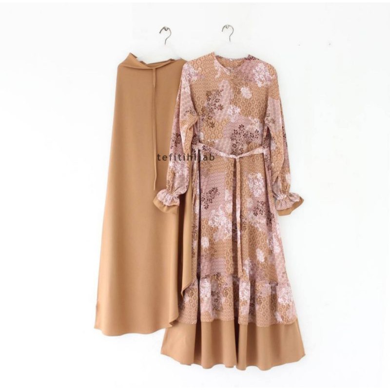 set gamis cadar HANIN dress set by Tefiti Hijab