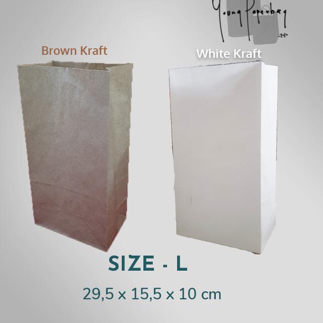 

❂ Paper Bag / Kantong Kertas Kraft SOS Polos Size L 8 - Putih ◙