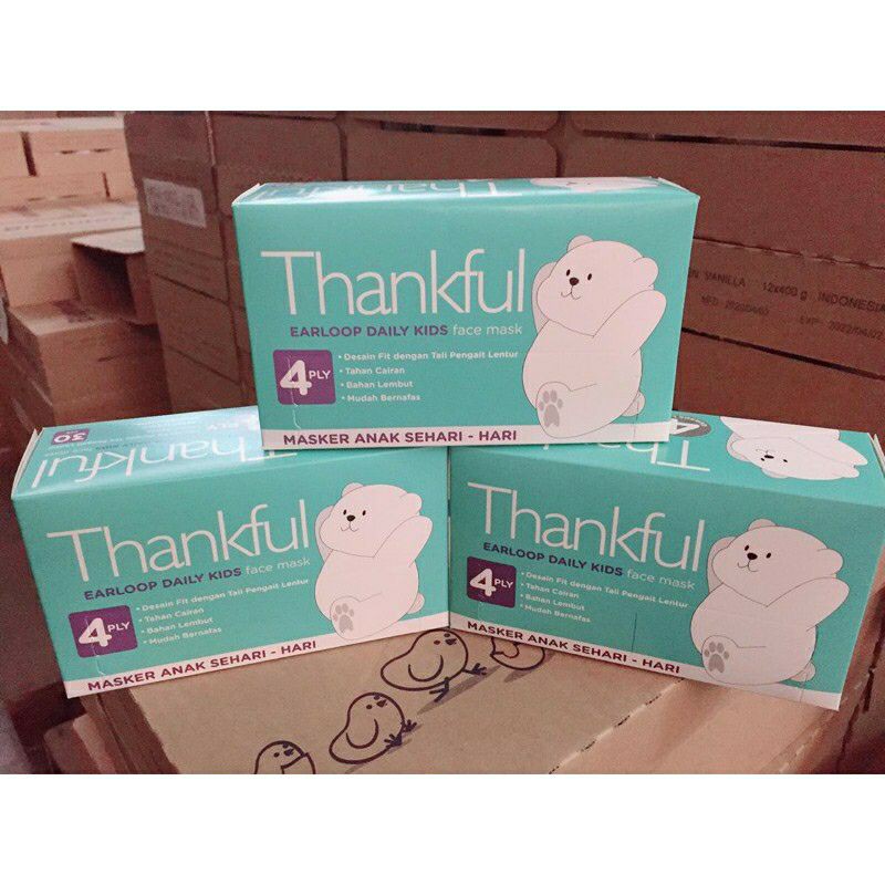 Masker Thankful Kids isi 30 4ply