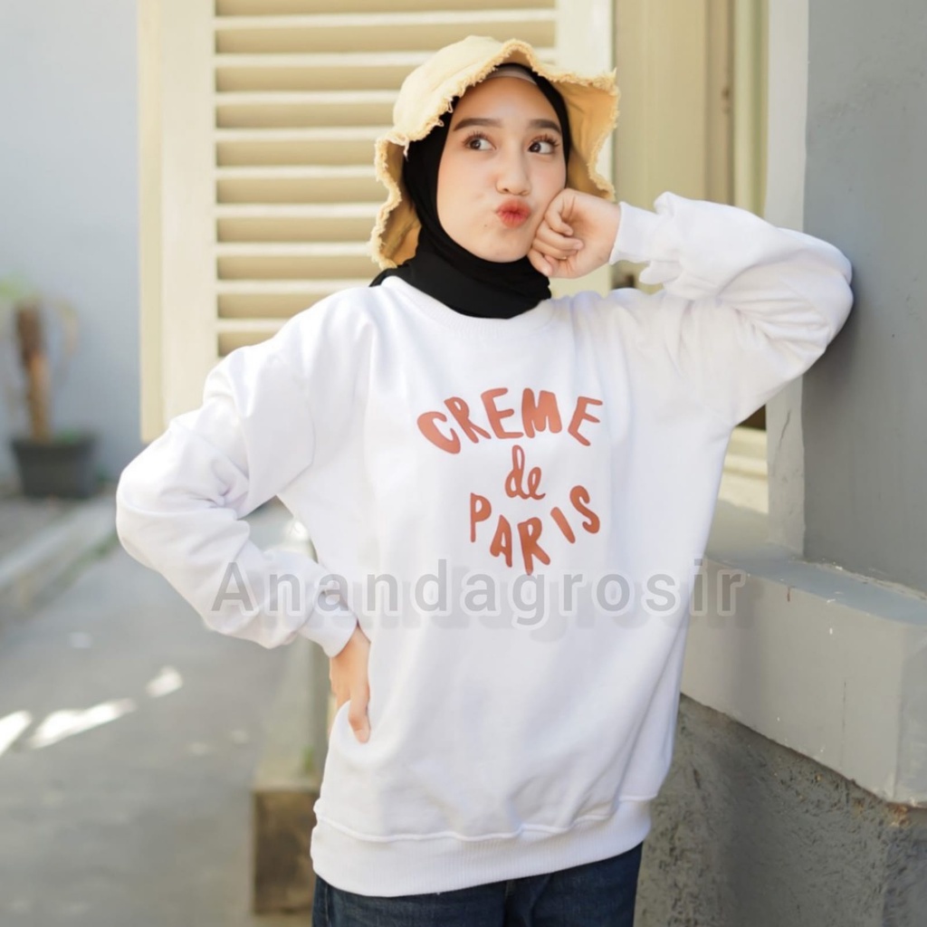 SWEATER WANITA CREME DE PARIS - SWEATER OVERSIZE WANITA - SWEATER BASIC SWEATSHIRT