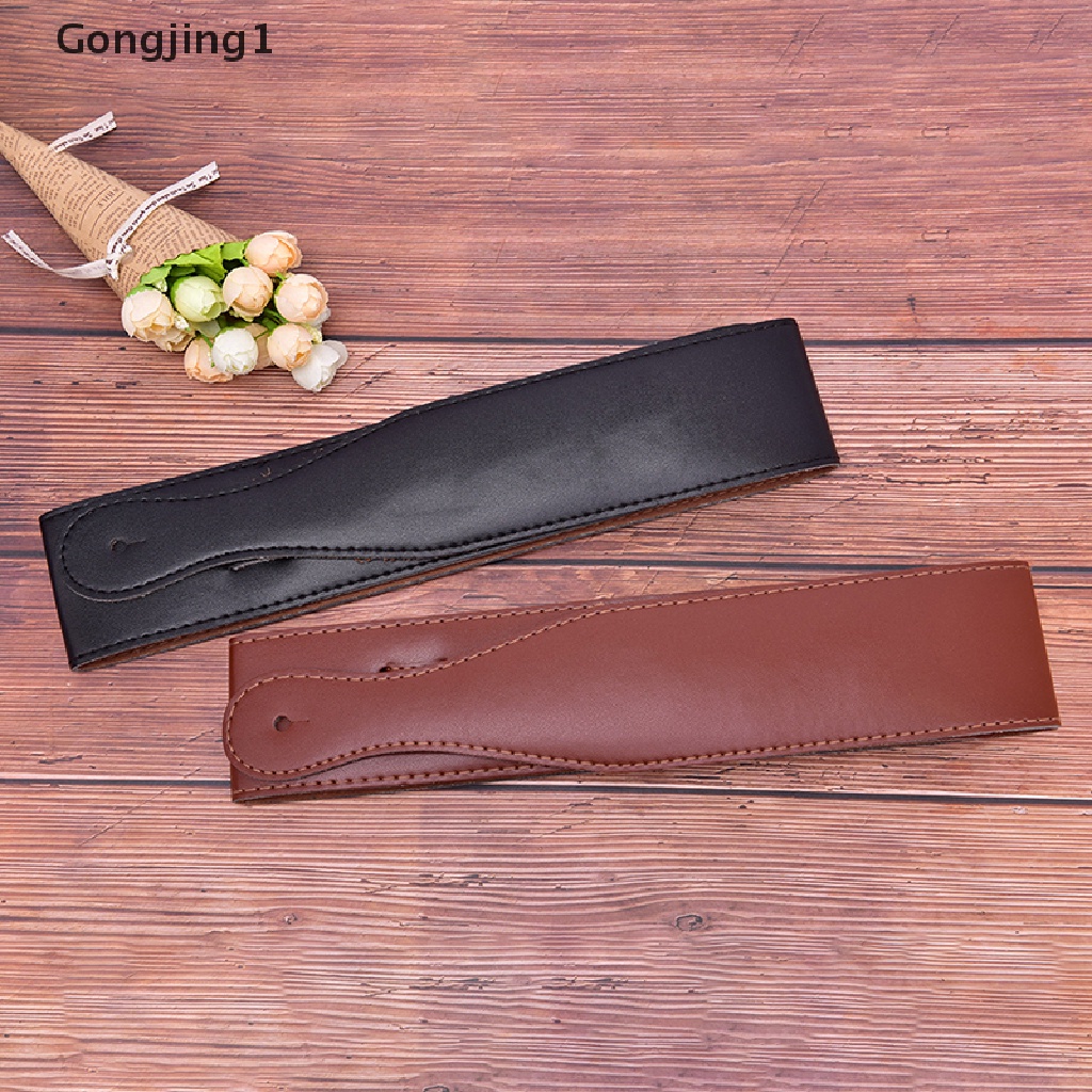 Gongjing1 Strap Adjustable Bahan Kulit Tebal Lembut Warna Coklat Untuk Gitar Akustik / Elektrik / Bass