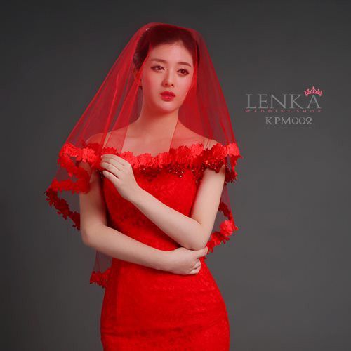 [PALING LARIS]  BRIDAL WEDDING VEIL MERAH AKSESORIS PERNIKAHAN PENGANTIN KPM002