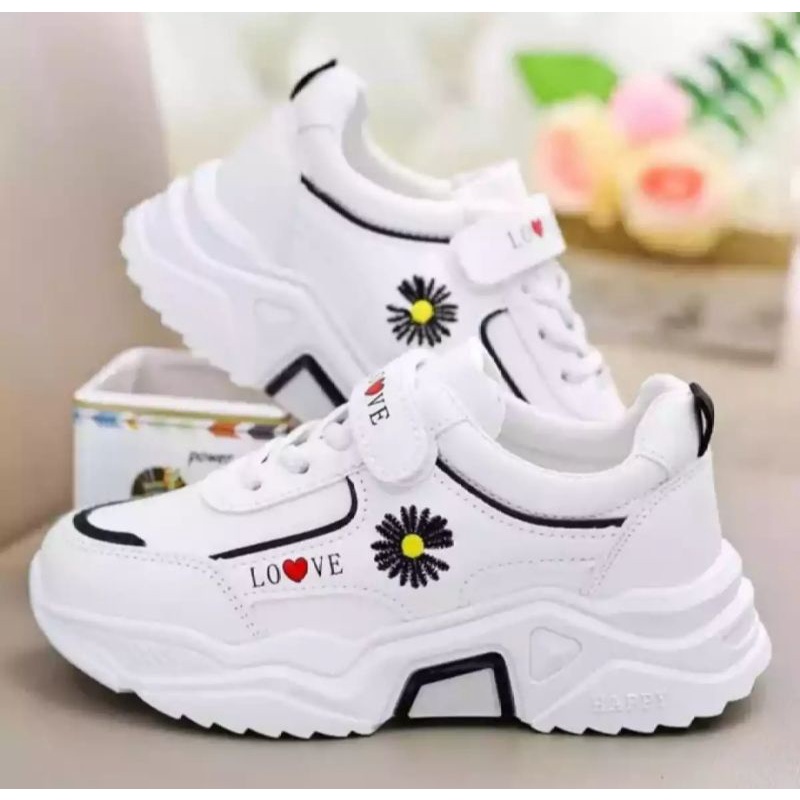 Sepatu Sneakers Anak Wanita(perempuan) Motif Bunga Termurah Terlaris/Sneakers Anak Wanita Kekinian