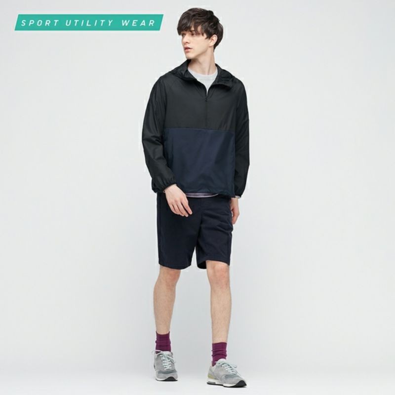 UNIQLO Jaket Parka Anorak Hitam Pocketable