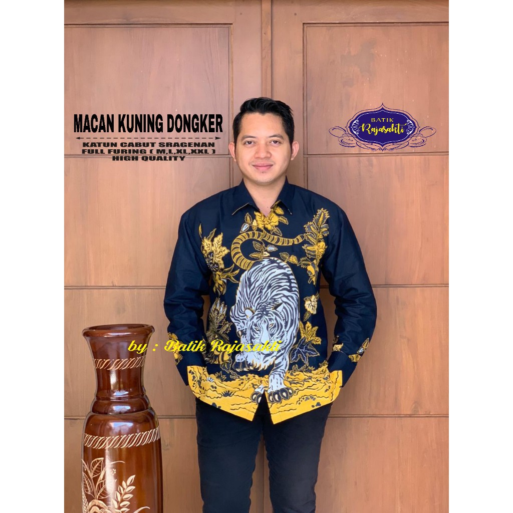 MACAN KUNING2RAJASAKTI KEMEJA BATIK SOLO PRIA LENGAN PANJANG LAPIS FURING ATASAN BATIK PREMIUM MODERN KATUN HALUS BAHUWIRYA  BANAMITRA BANAMITRA PUTIH BANGSAWAN BAYU PUTRA BERLIAN BIRU BHARATAYUDA BIMASENA BIRENDRA BIRU INDAH BRAHMAKERTA BRAHMAKERTA MERAH