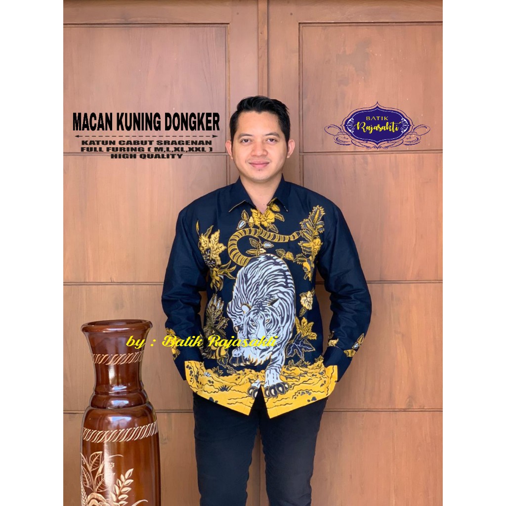 MACAN KUNING RAJASAKTI KEMEJA BATIK SOLO PRIA LENGAN PANJANG LAPIS FURING ATASAN BATIK PREMIUM MODERN KATUN HALUS BAHUWIRYA  BANAMITRA BANAMITRA PUTIH BANGSAWAN BAYU PUTRA BERLIAN BIRU BHARATAYUDA BIMASENA BIRENDRA BIRU INDAH BRAHMAKERTA BRAHMAKERTA MERAH