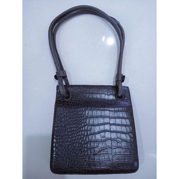 Handbag Tas selempang coklat kulit buaya crocodile wanita