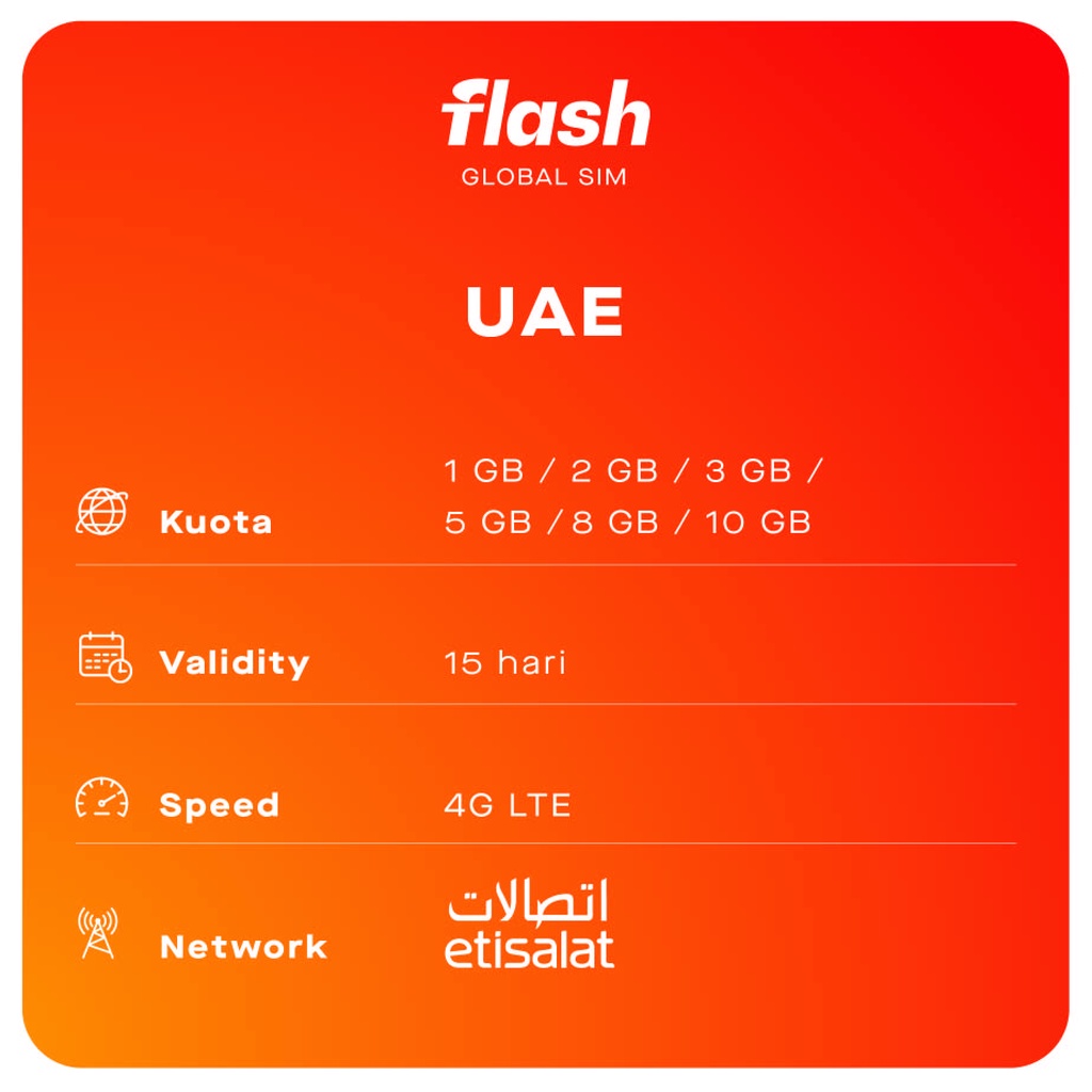 Sim Card UAE (Dubai, Abu Dhabi, United Arab Emirates) Internet Quota