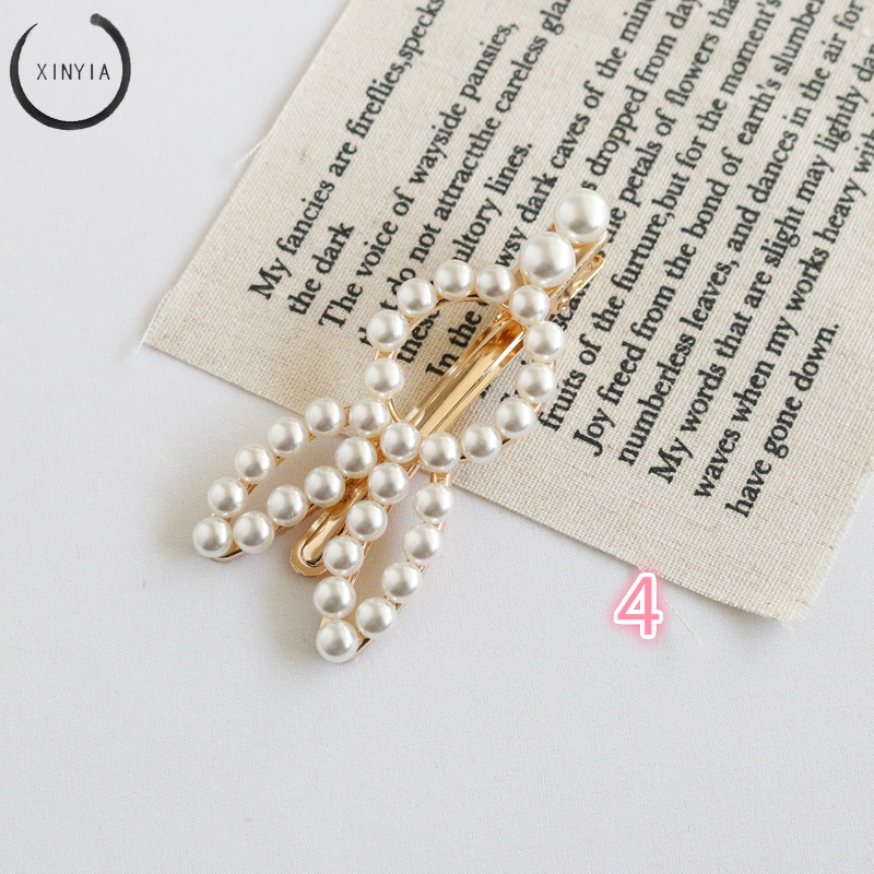 【5 Models】 Elegant Pearl Alloy Hairpin Flower Bangles Birthday Present