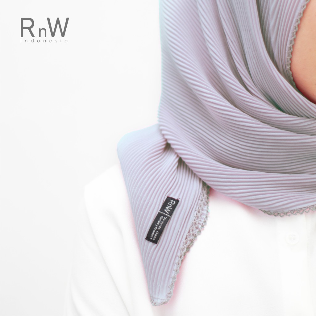 NEW YEAR SALE Pashmina Plisket Crochet Premium-Light Grey