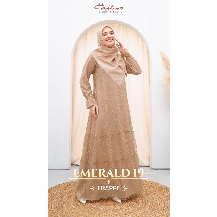 Haitwo Gamis Emerald 19 set Hijab Bahan Diamond Ceruty mix Tulle Dress Kondangan Elegant by Haitwo bisa COD