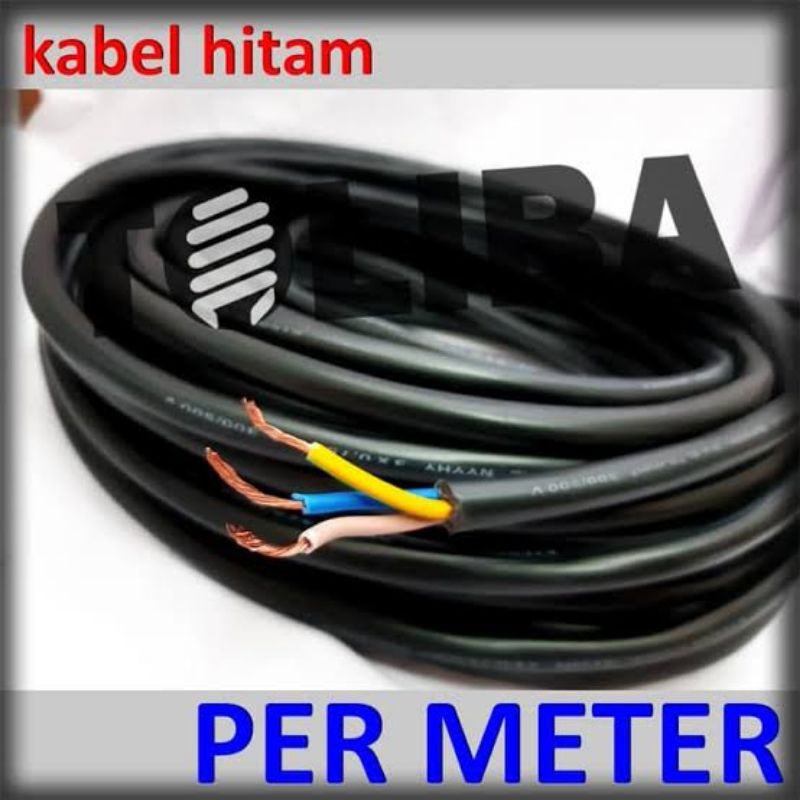 KABEL NYY HYO 3X0.75mm MIKA 50M HITAM 1ROLL SERABUT TEMBAGA SNI CABLE LISTRIK 3WAY 3*0.75 TERMURAH