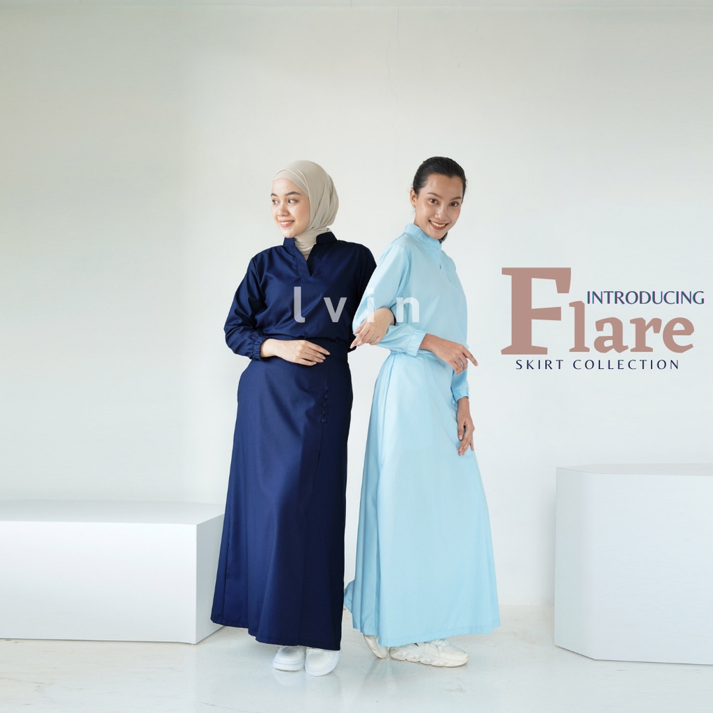 [ Lvin ] FLARE SKIRT  SCRUBS - Vol 01 -  Baju OKA Rok Mandarin Collar Lengan Panjang / Baju Jaga /Set Baju Celana Jaga Oka / Dokter / Baju OK