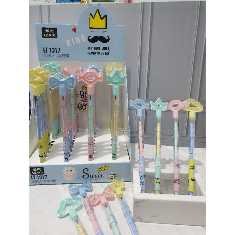 (4pcs) pensil lantu/lantu bensia/pensil cabut lucu/pensil bongkar pasang-Pita