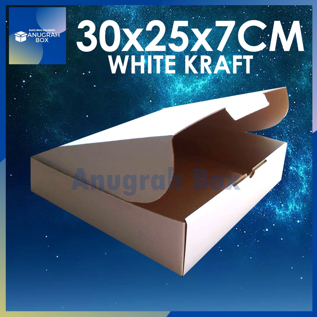 

Kardus PUTIH uk. 30x25x7 cm (ECER) Diecut box packing kotak aksesories,kue,dll model box pizza