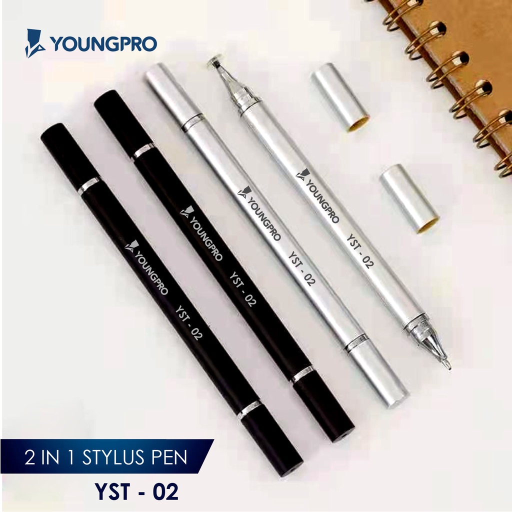 YOUNGPRO YST-02 Stylus Pen 2in1 Pulpen Universal Touch Screen untuk Alat Tulis Drawing Anak Dewasa