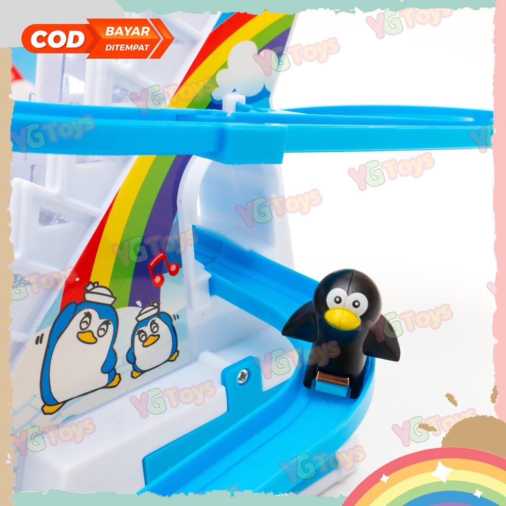 YGtoys Mainan Anak Jolly Penguin Seluncur Tangga Bebek Slide Track Racing Seluncur Penguin Bebek Musik