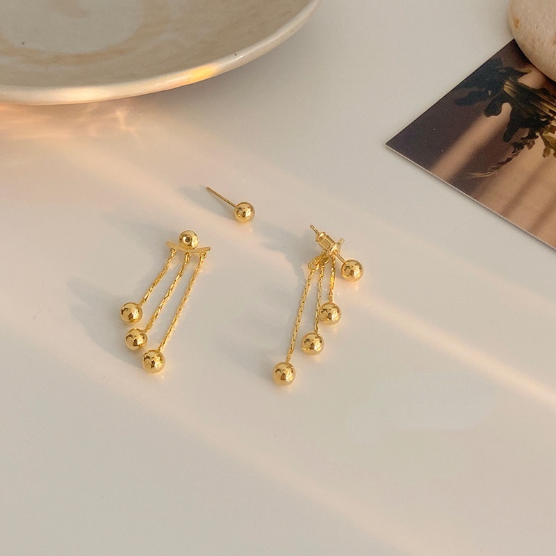 Anting Berpohon Bola Bulat Kecil Emas Aksesoris Telinga Wanita Korea vintage