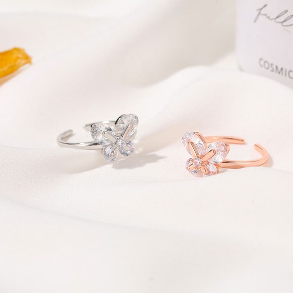 cincin kupu-kupu crystal butterfly ring jci084 (3E3)